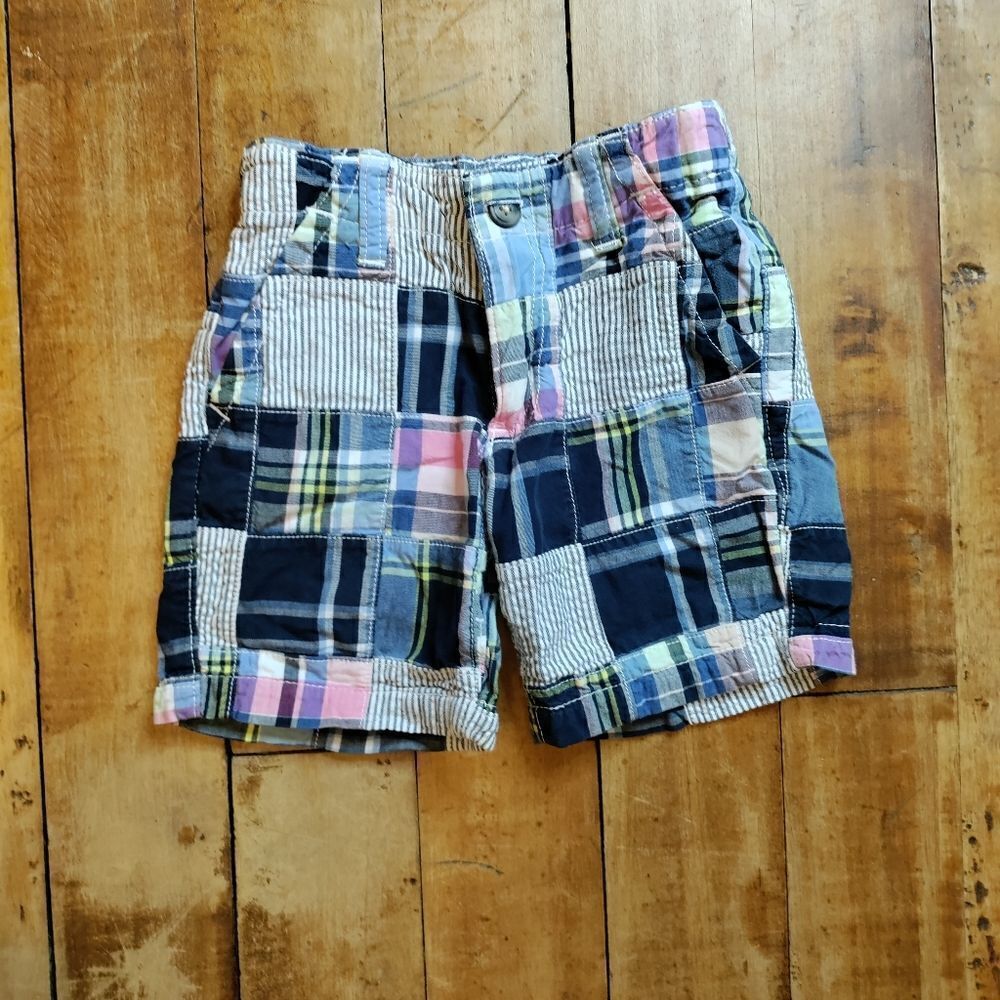 Gymboree shorts 2T cotton plaid patchwork dress shorts pink blue Cotton Spring